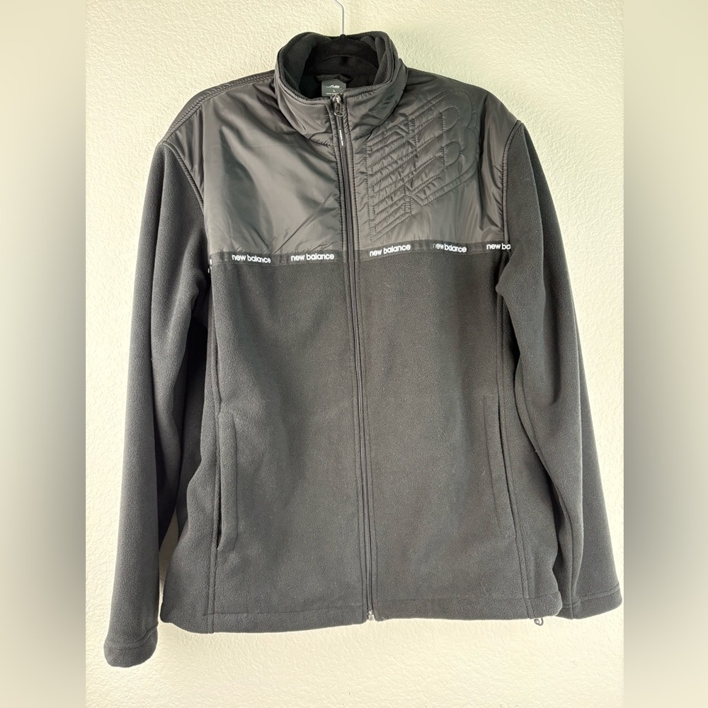 New Balance Mens Black Zip Front Fleece Winter  Jacket Size Large
